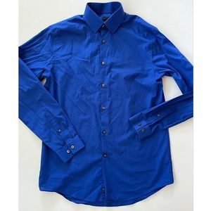 JF J. Ferrar Men’s Royal Blue Slim Fit Button Down Long Sleeve Shirt 15/15.5